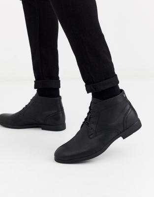 leather desert boots black