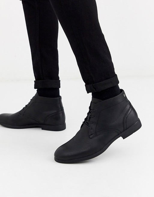 Jack & Jones faux leather desert boots in black