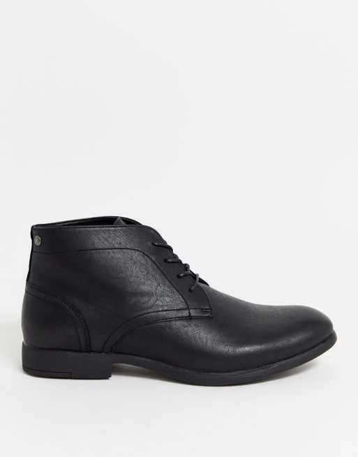 Jack Jones faux leather desert boots in black ASOS