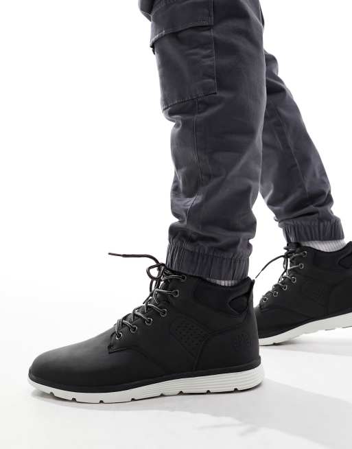 Jack & Jones faux leather hiking sneakers in black
