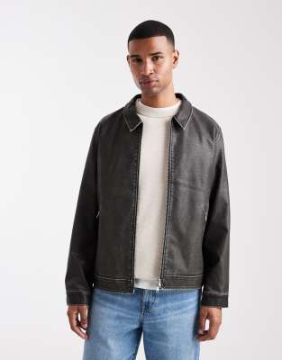Jack & Jones faux leather jacket in black
