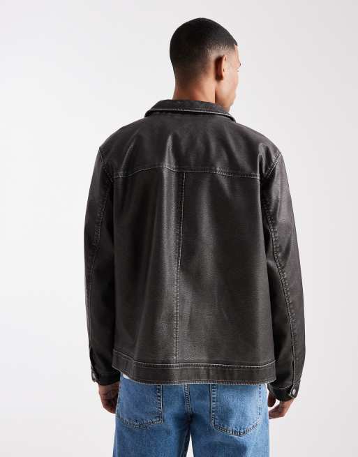 Jack & Jones faux leather jacket in black, 3 of 5