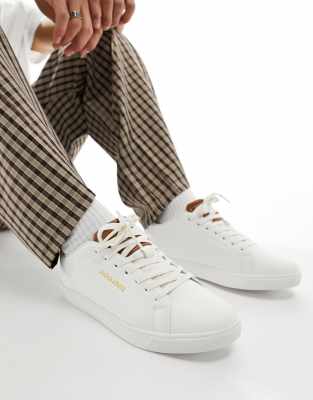 Jack & Jones Faux Leather Sneakers In White