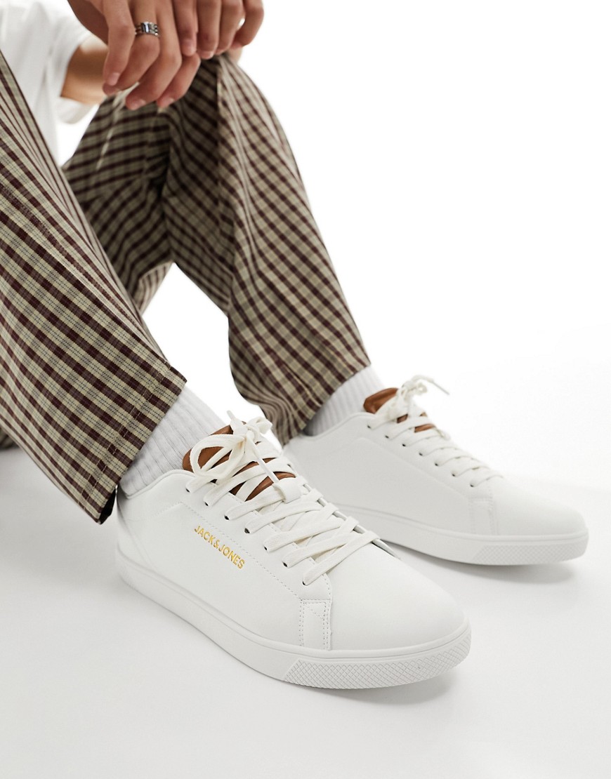 faux leather sneakers in white