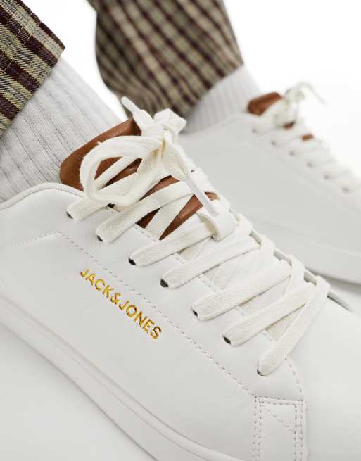 Jack Jones faux leather sneakers in white ASOS