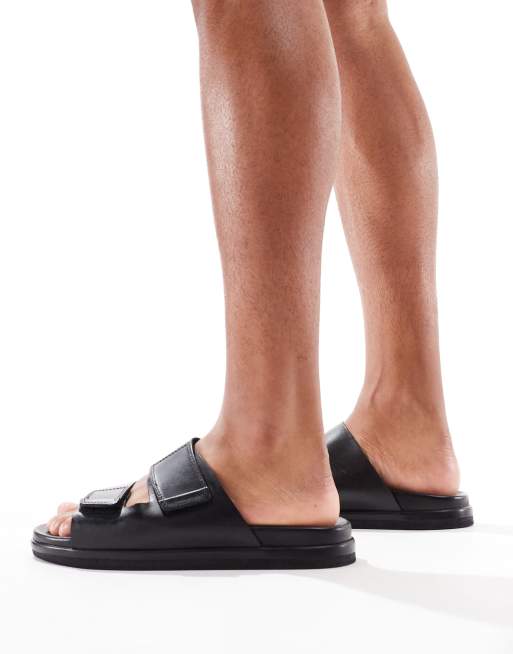 Jack & Jones faux leather strap sandals in black, 3 of 4