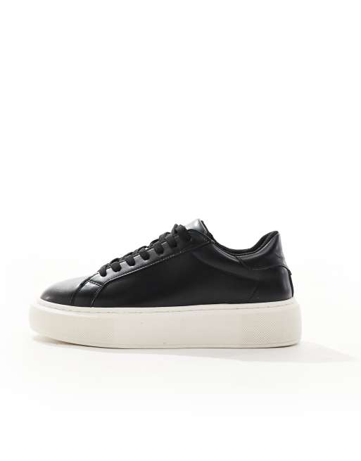 Jack Jones faux leather trainer in black ASOS