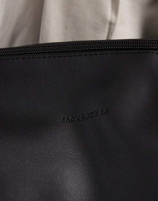 Jack & Jones faux leather travel bag in black , 3 of 4