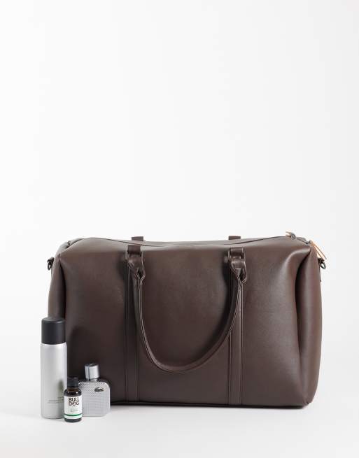 Jack & Jones faux leather travel bag in brown, 2 of 4