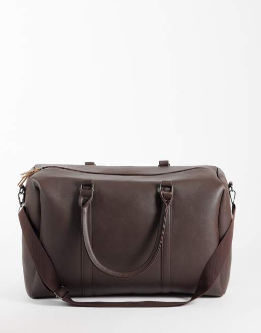 Jack & Jones faux leather travel bag in brown, 4 of 4