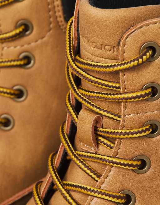Jack & Jones faux leather worker boots in tan, 3 of 4