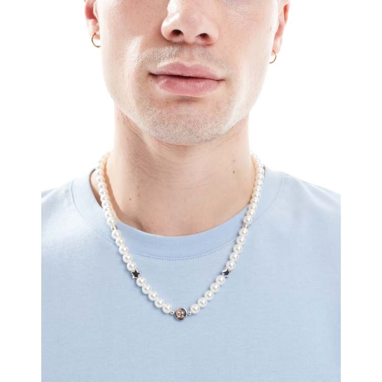 Jack & Jones faux pearl necklace with smiley faces | ASOS