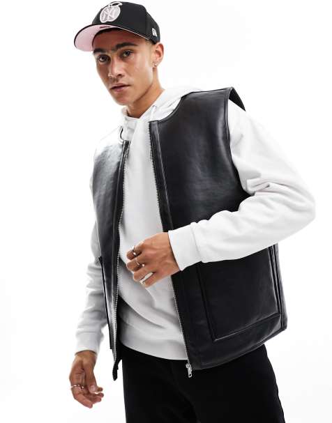 Jack & Jones faux shearling vest in black - view 1