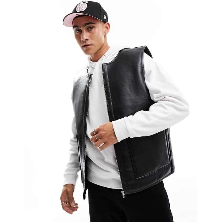 Jack & Jones faux shearling vest in black | ASOS