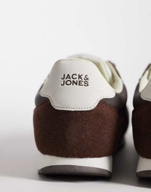 Jack & Jones faux suede and nylon runner sneakers in brown, 3 of 5