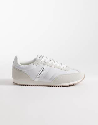 Jack & Jones Faux Suede And Nylon Runner Sneakers In Gray