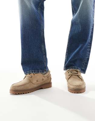  faux suede boat shoe in beige