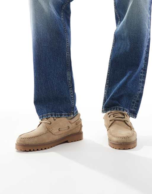 Jack & Jones faux suede boat shoe in beige