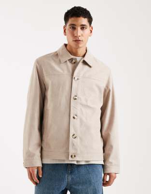 Jack & Jones Faux Suede Jacket In Neutral