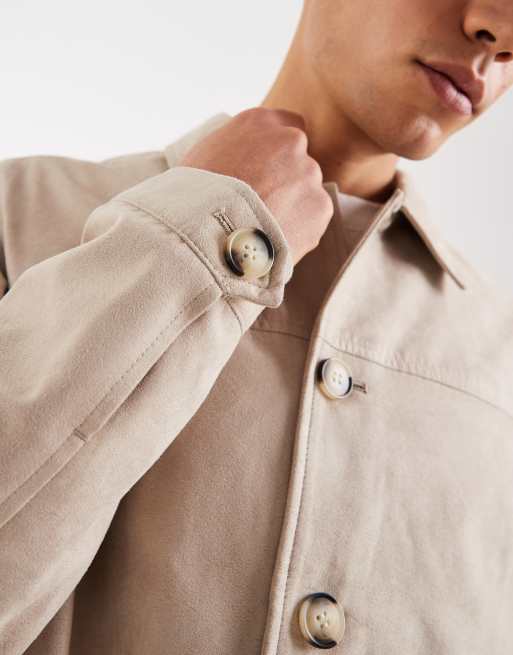 Jack & Jones faux suede jacket in beige | ASOS