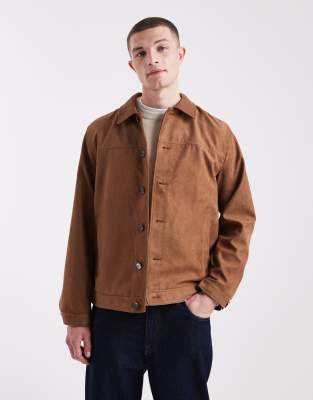 Jack & Jones Faux Suede Jacket In Brown