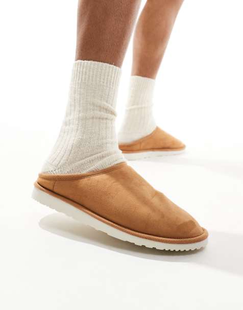 Jack & Jones faux suede mule slipper in beige - view 1