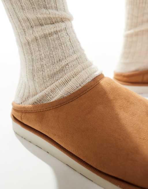 Womens suede mule slippers sales
