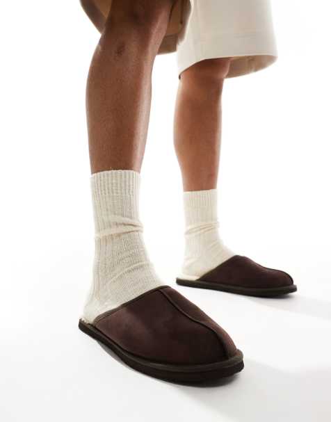 Jack & Jones faux suede slip on slipper in brown - view 1