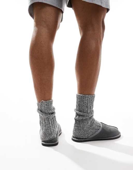 Jack & Jones faux suede slip on slipper in gray , 4 of 4