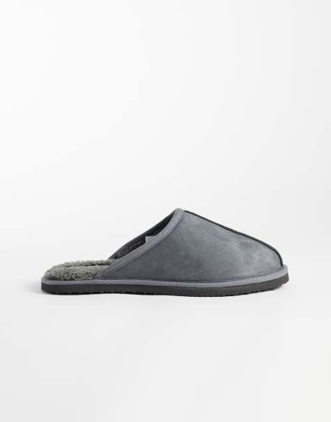 Jack & Jones faux suede slip on slipper in gray - view 1