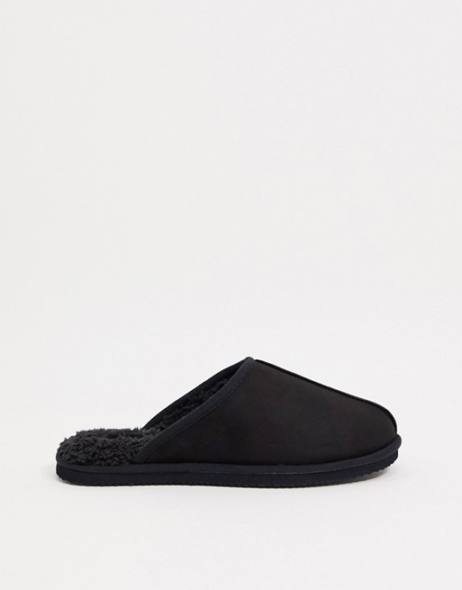 Jack & Jones faux suede slipper in black