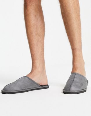 Jack & Jones faux suede slipper in grey