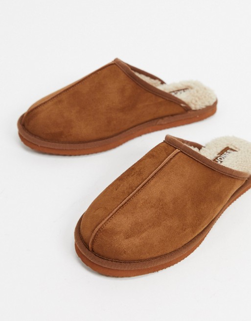 Jack & Jones faux suede slipper in tan