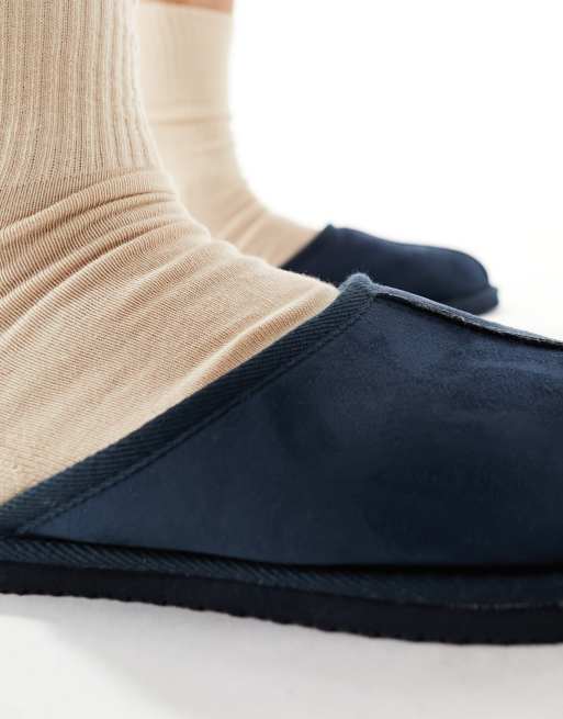 Jack & Jones faux suede slippers in navy, 3 of 4