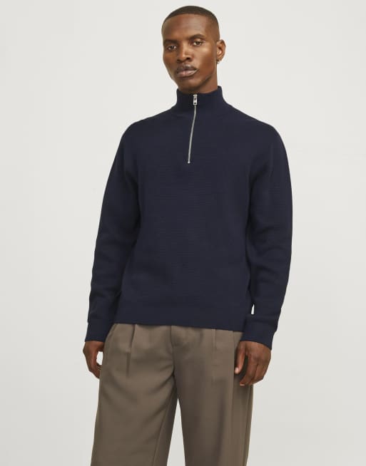 Jack & Jones - Felpa blu notte con zip corta