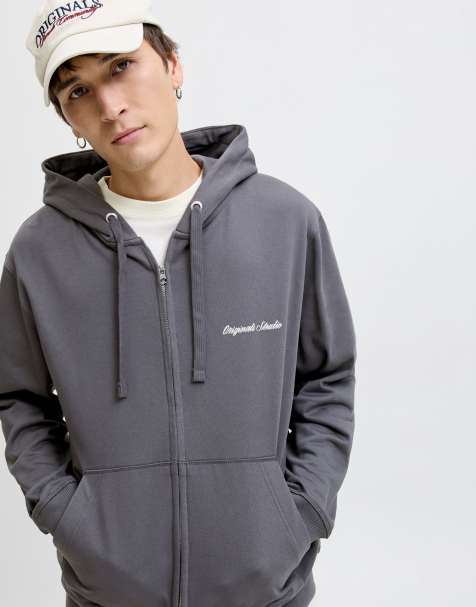 Jack & Jones - Felpa color asfalto con zip - view 1