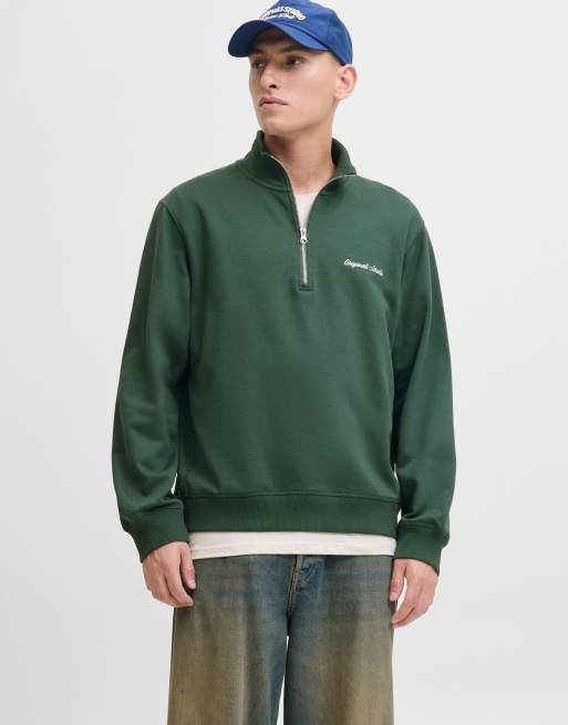 Jack & Jones - Felpa color sicomoro con zip corta