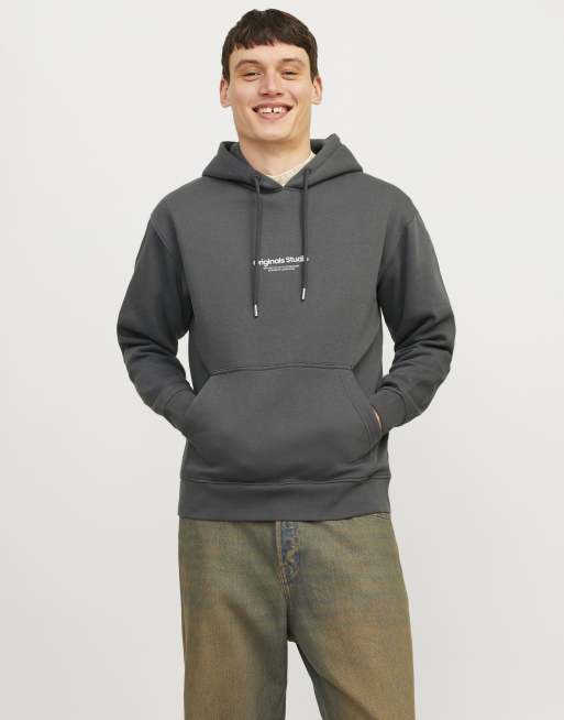 Jack & Jones - Felpa con cappuccio color asfalto