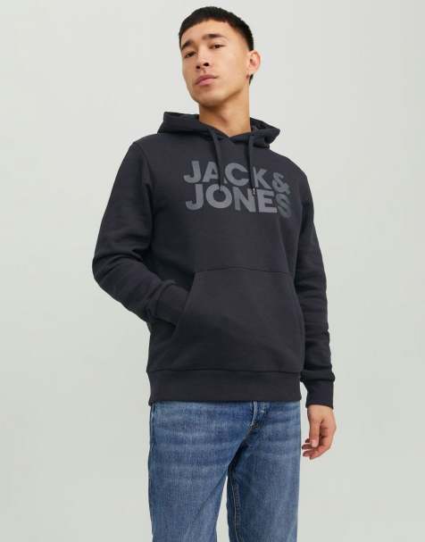 Jack & Jones - Felpa con cappuccio nera con logo - view 1