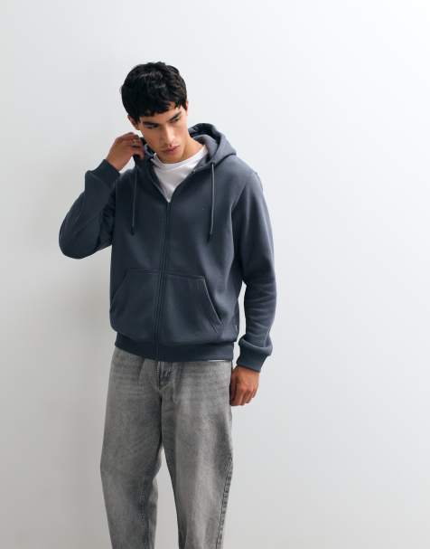 Jack & Jones felpa con cappuccio oversize con zip grigio ardesia - view 1