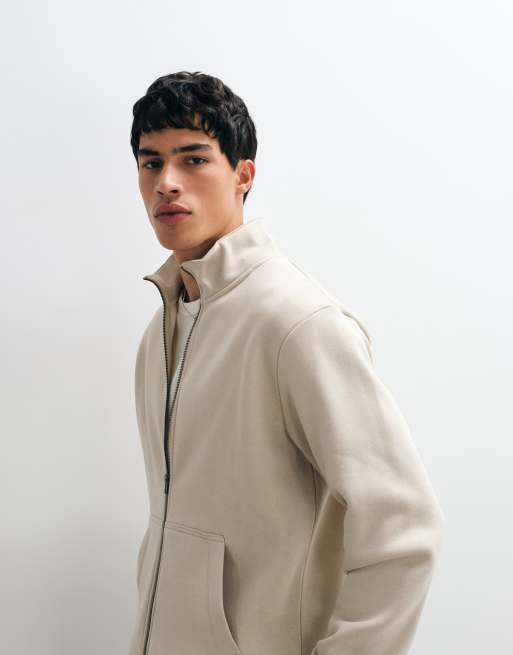 Jack & Jones felpa con zip e collo alto beige, 3 di 5