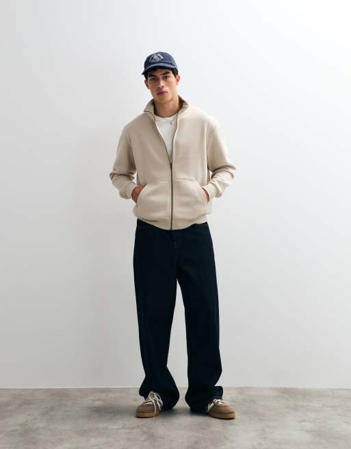 Jack & Jones felpa con zip e collo alto beige, 4 di 5