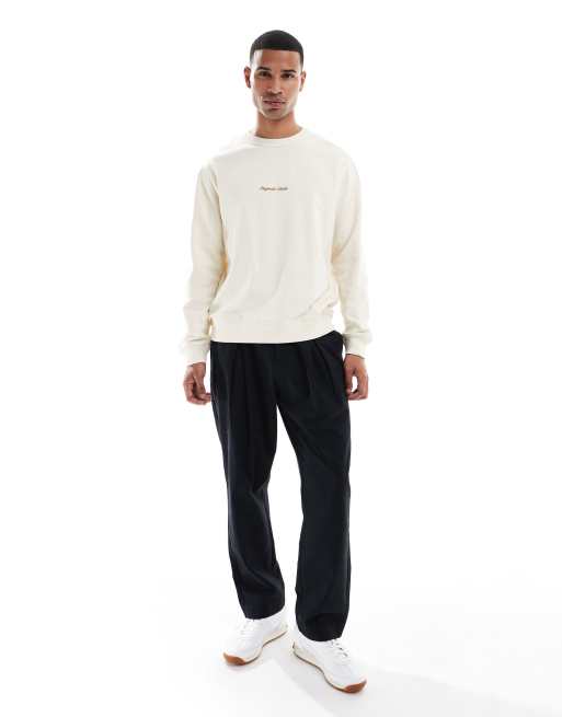 Jack & Jones - Felpa oversize color crema con logo ricamato, 2 di 5