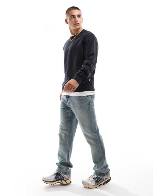 Jack & Jones - Felpa oversize girocollo blu navy, 3 di 4