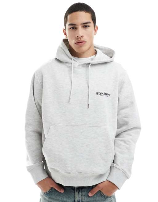Jack & Jones - Felpa oversize grigia con cappuccio e scritta stampata sul retro, 2 di 4