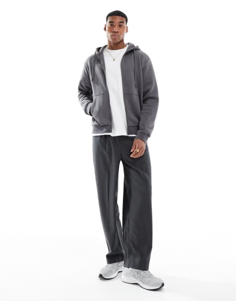 Jack & Jones - Felpa oversize grigia con cappuccio e zip - view 1