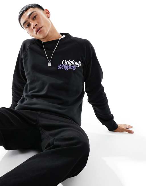 Jack & Jones - Felpa oversize nera con logo 