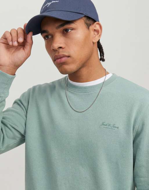 Jack & Jones - Felpa verde acqua con logo scritto, 4 di 4