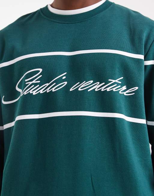 Jack & Jones - Felpa verde con grafica sul davanti, 5 di 5
