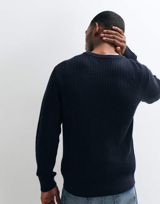 Jack & Jones fijngebreide trui in navy, 3 van 5